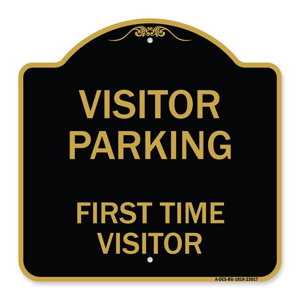 Reserved Parking Visitor Parking First Time Visitor, Black & Gold Architectural, A-DES-BG-1818-23017